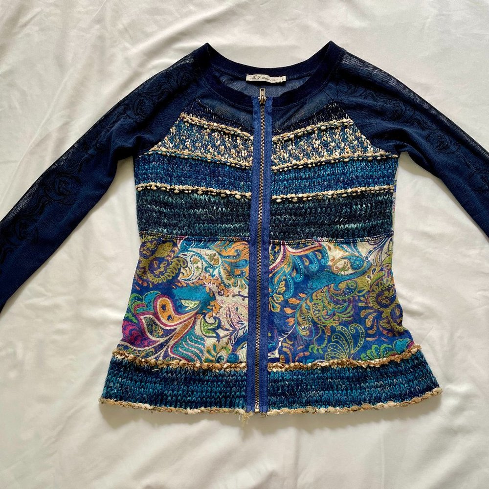 M.F. Designer Paris Zip Cardigan